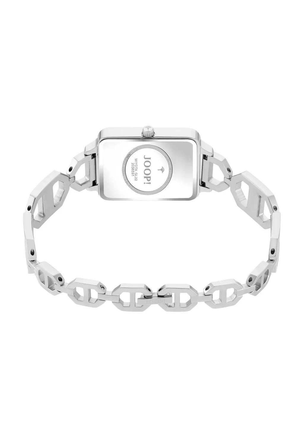 JOOP! Uhr - aus silberfarbenem Edelstahl, eckiges Gehäuse mit Kornblumen-Design, Gliederarmband mit Juwelierschließe, Citizen Miyota Uhrwerk, wasserdicht bis 5 bar, Damen JOOP! Uhr - aus silberfarbenem Edelstahl, eckiges Gehäuse mit Kornblumen-Design, Gliederarmband mit Juwelierschließe, Citizen Miyota Uhrwerk, wasserdicht bis 5 bar, Damen