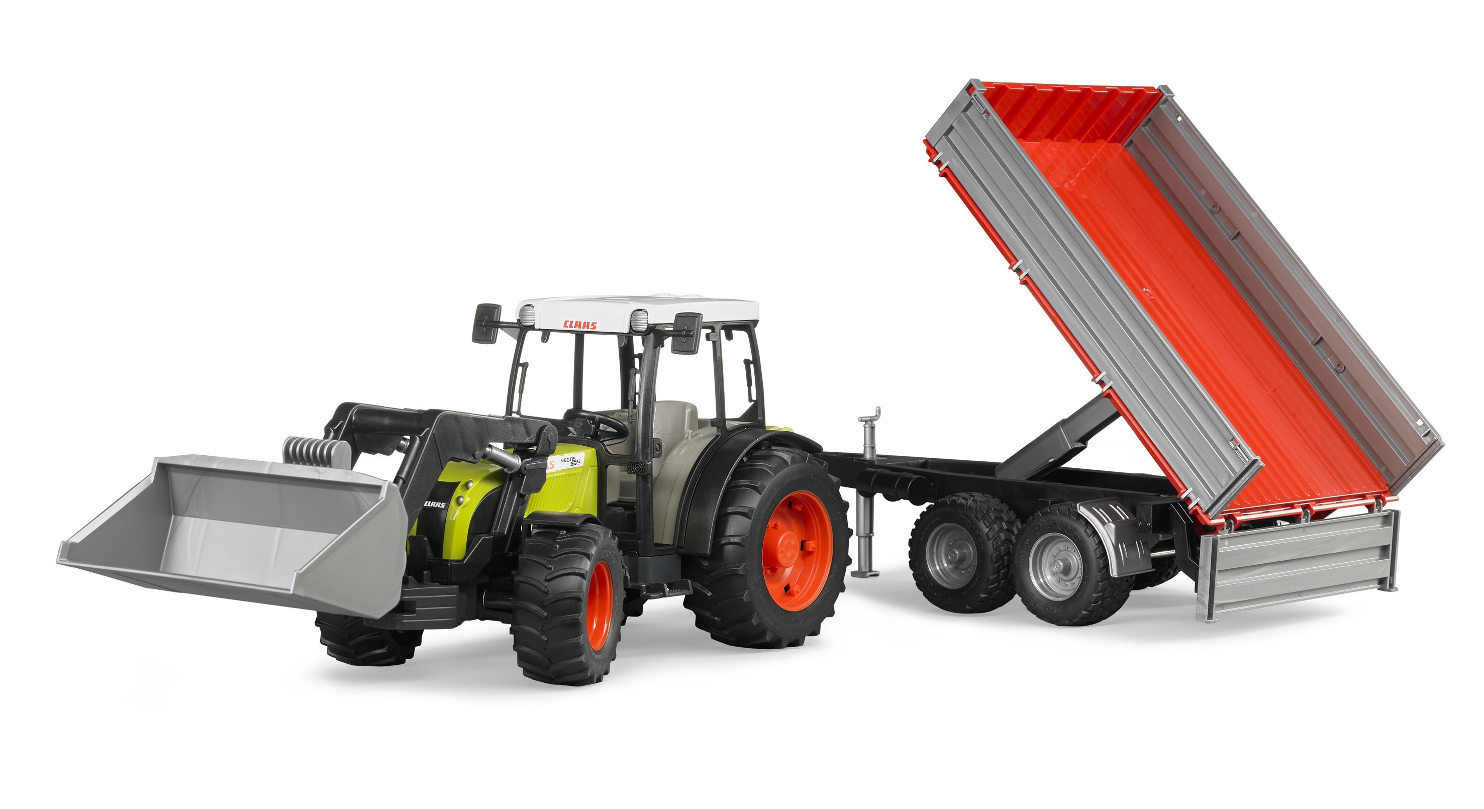BRUDER 02112 - Claas Nectis 267 F mit Frontlader und Bordwandanhänger - Bild 2