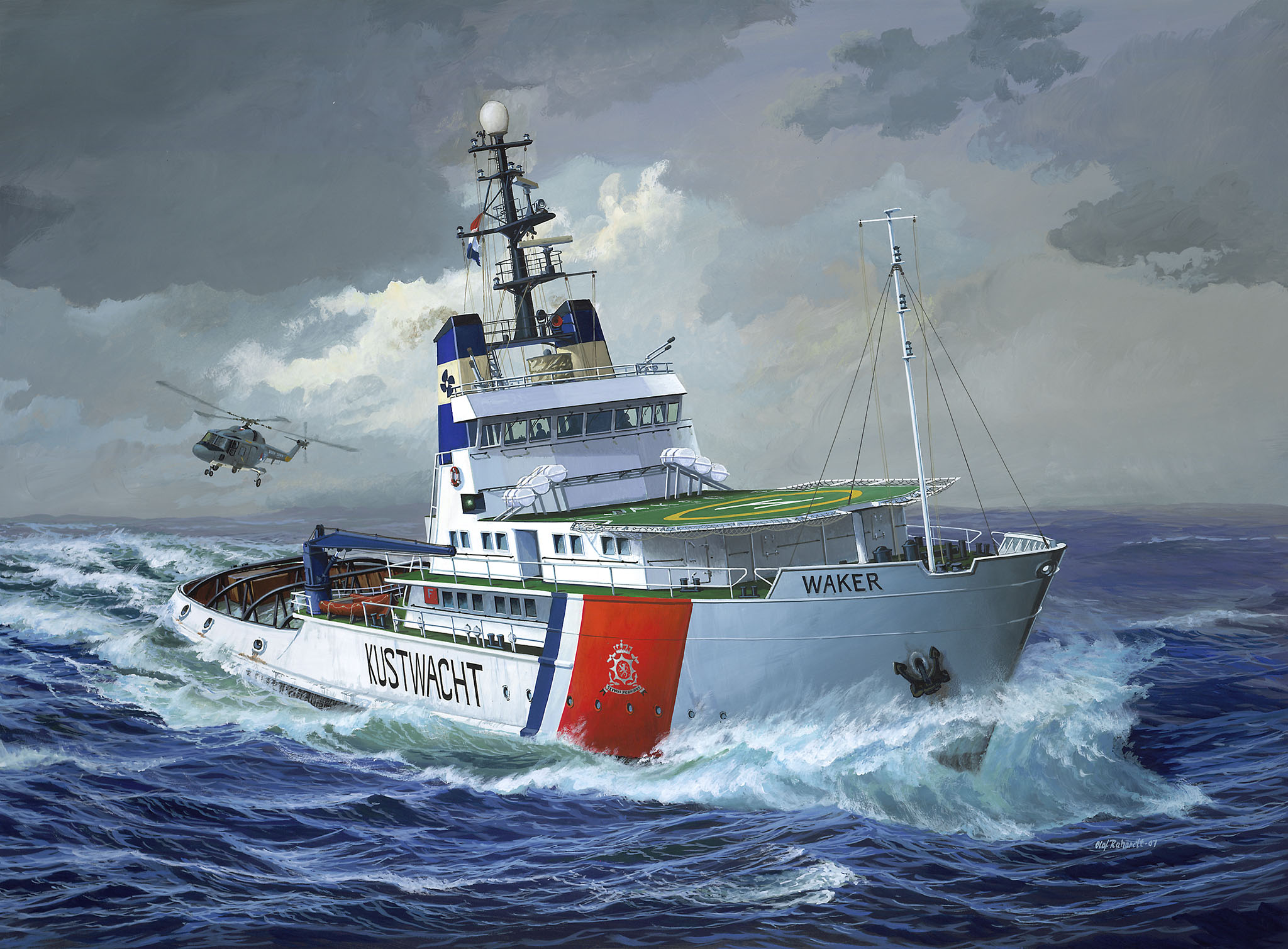Revell 05240 ETV Waker Küstenwachschiff Modellbausatz Küstenwache, Militärisch, Boot, Fahrzeug, Hubschrauber