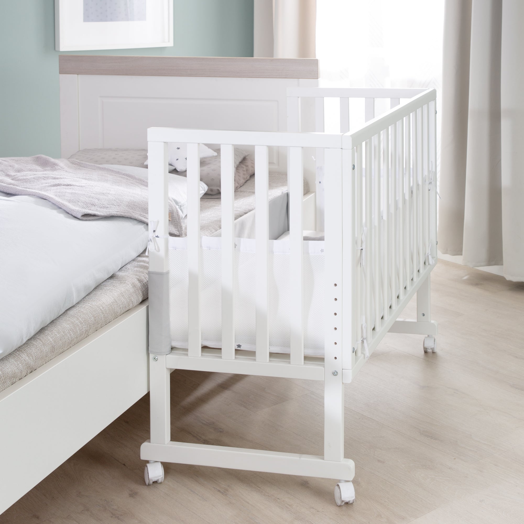 Roba 8961WE8M235 Stuben- Beistellbett 3in1, Barriere grau weiß – Stubenbetten - Produktbild 6