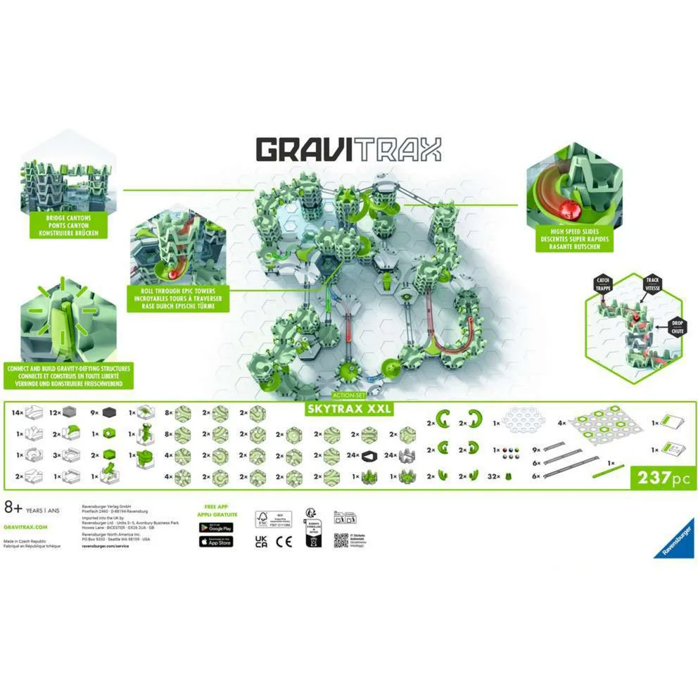 Ravensburger GraviTrax Action-Set XXL Skytrax | Innovatives Kugelbahnsystem mit neuem Design und Funktionen | Murmelba