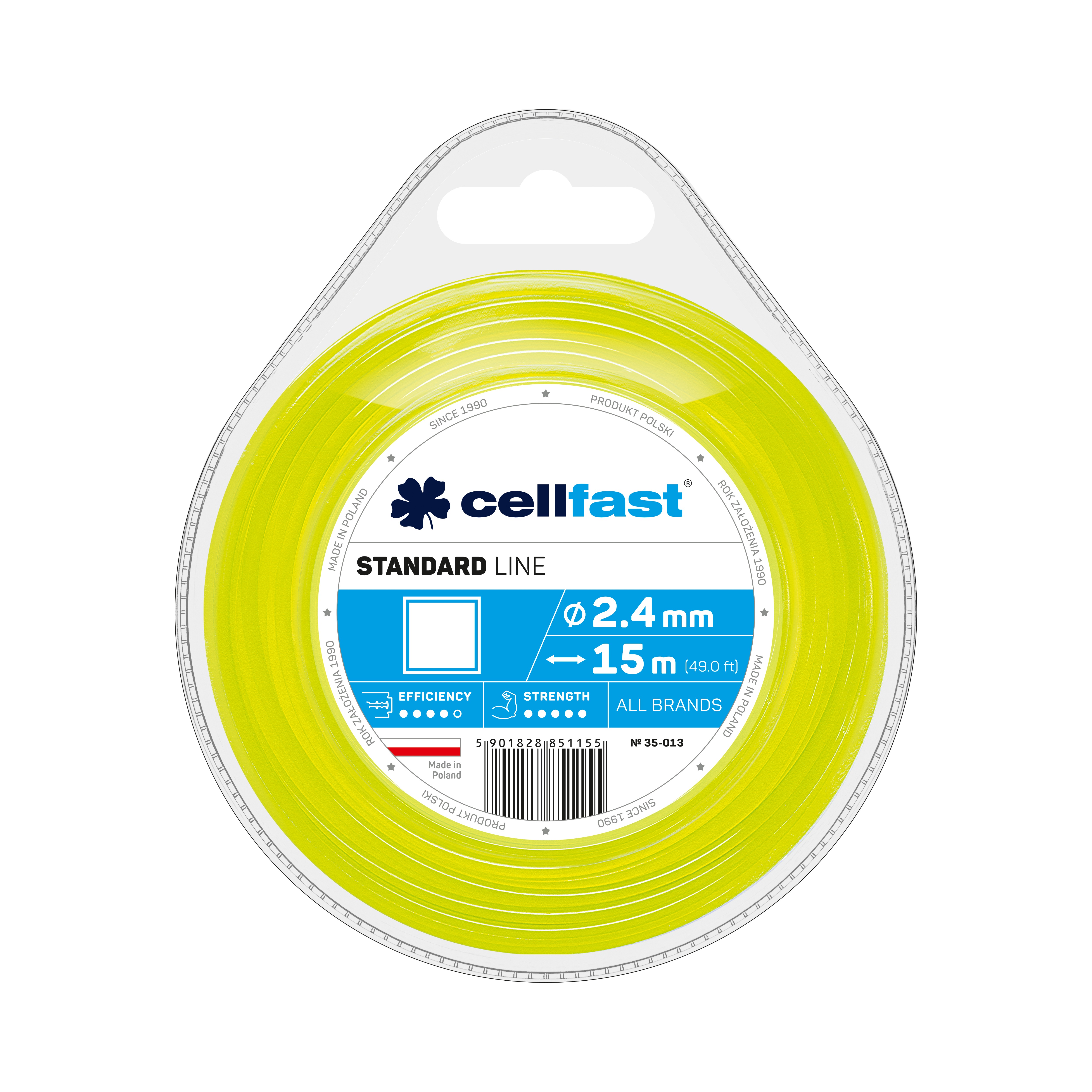 Cellfast STANDARD Mähfäden 2,4 mm x 15 m Quadrat