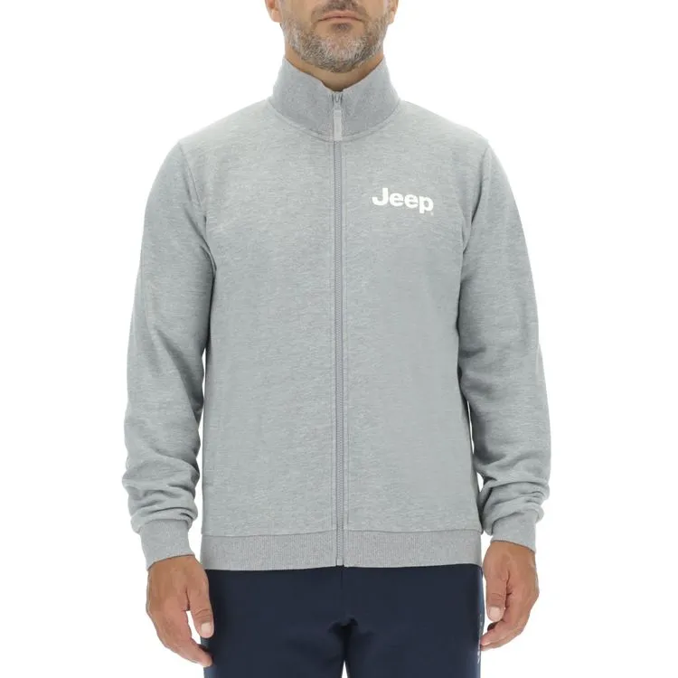 JEEP Herren Sweatjacke O103213GR - Hellgraue Sweatjacke mit Reißverschluss und Jeep-Logo JEEP Herren Sweatjacke O103213GR - Hellgraue Sweatjacke mit Reißverschluss und Jeep-Logo