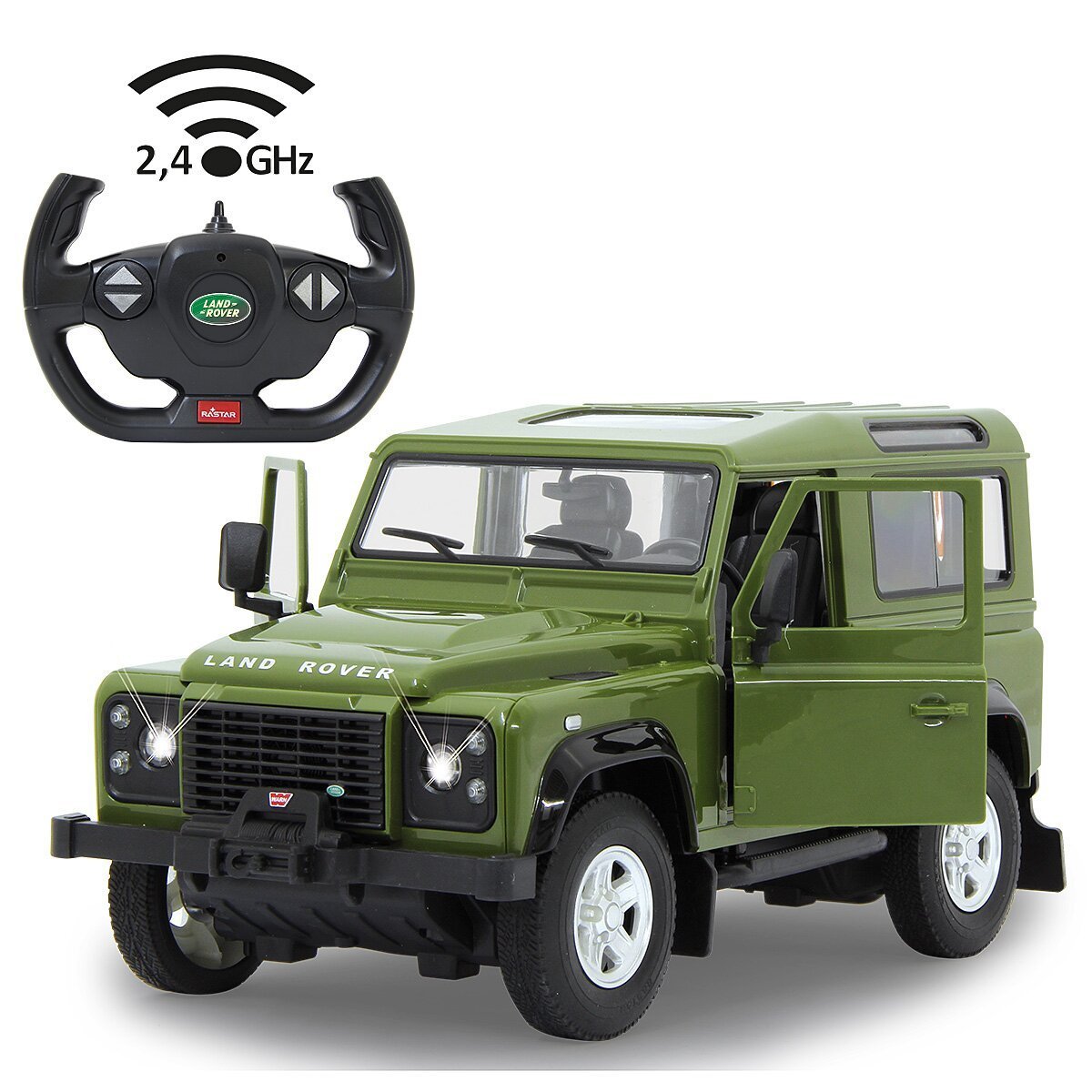 JAMARA Land Rover Defender 1:14 grün 2,4GHz Tür manuell ab 6 Jahren