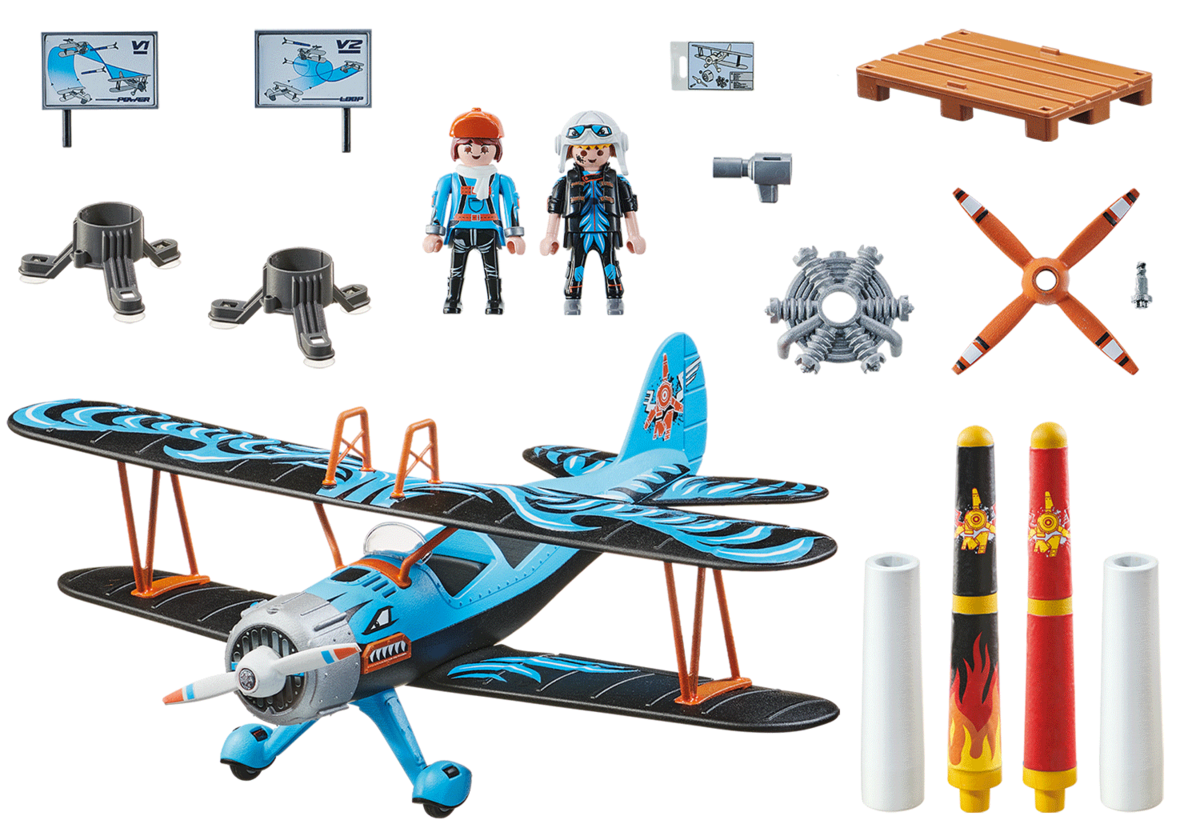 PLAYMOBIL 70831 Air Stuntshow Doppeldecker "Phönix" Flugzeug, Fahrzeug, Person, Kosmetik, Lippenstift