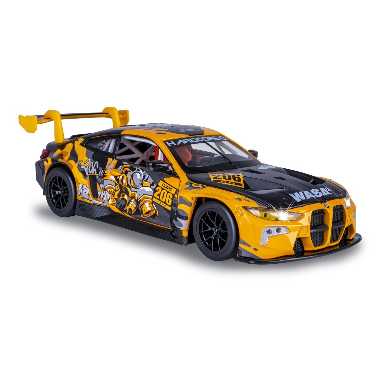 JAMARA BMW M4 GT3 Diecast 1:24 gelb inkl. Knopfzellen ab 3 Jahren