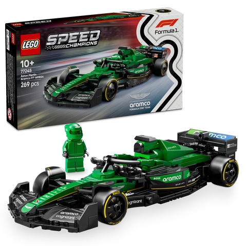 LEGO, Speed, Champions, Aston, Martin, Aramco, F1, AMR24, Rennauto, 77245, Auto, Formel Eins, Fahrzeug, Gras, Rasenmäher LEGO Speed Champions Aston Martin Aramco F1 AMR24 Rennauto 77245