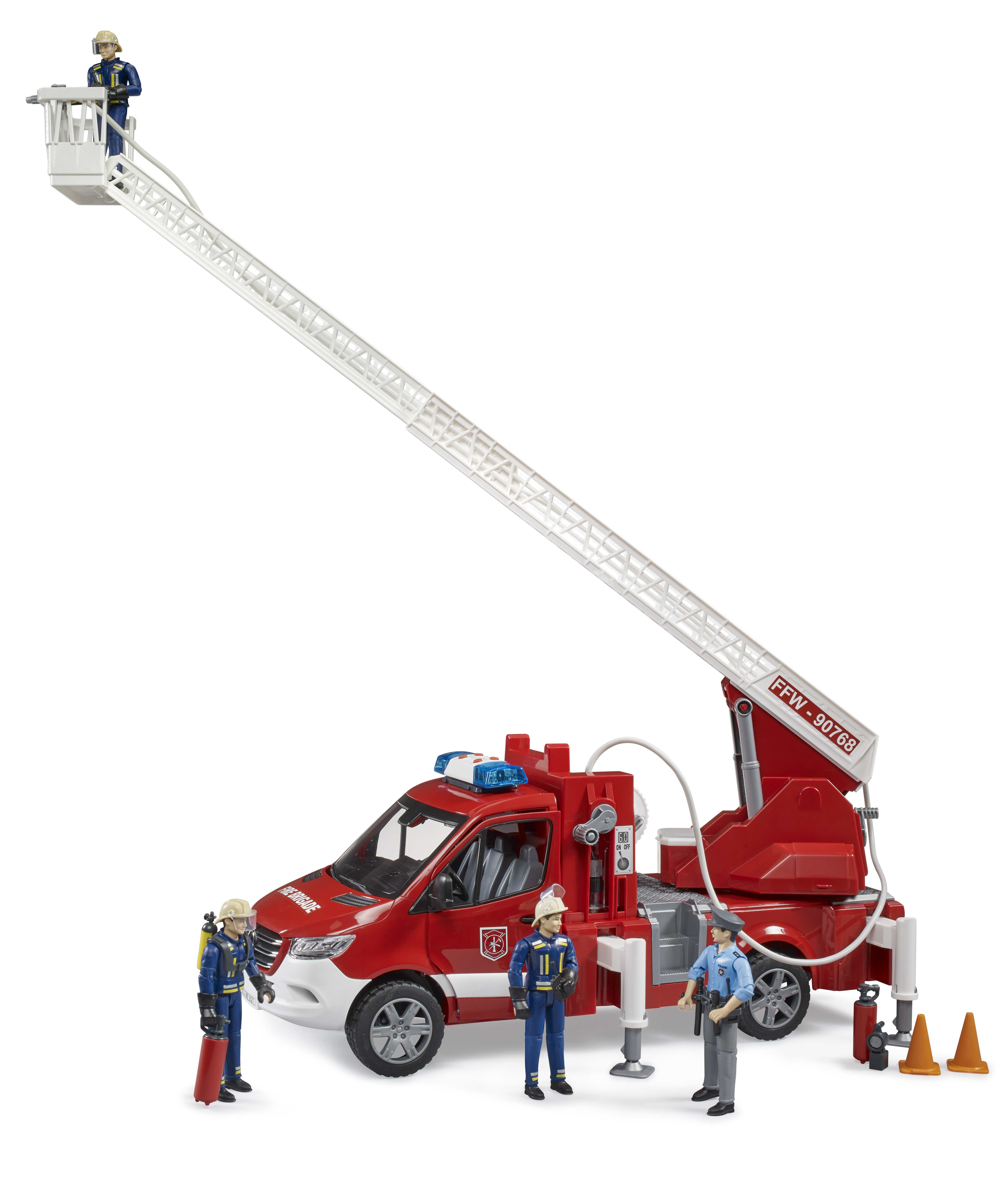 BRUDER 02673 - MB Sprinter Feuerwehr mit Drehleiter, Pumpe und Light & Sound Modul - Bild 6 BRUDER 02673 - MB Sprinter Feuerwehr mit Drehleiter, Pumpe und Light & Sound Modul - Bild 6