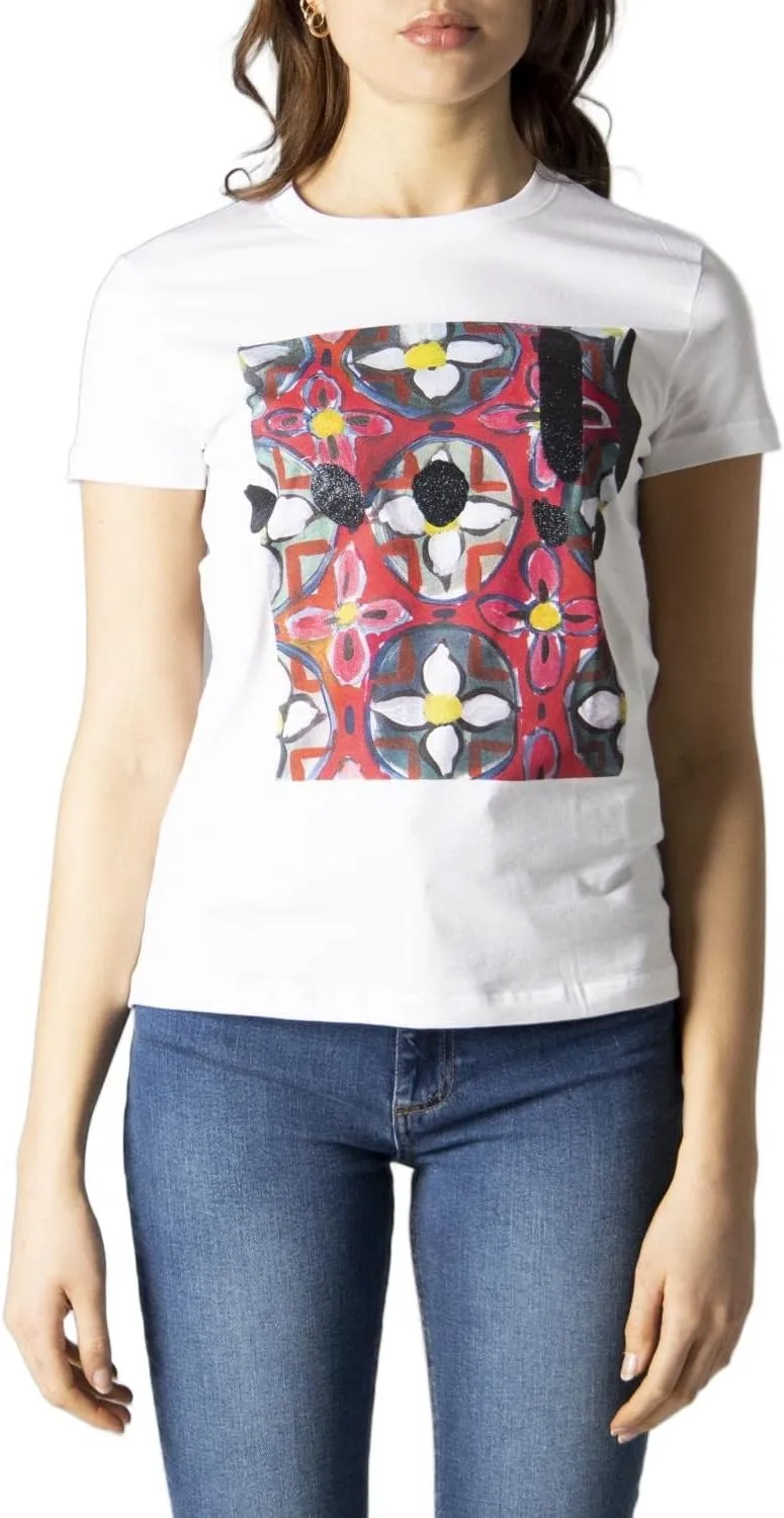 Desigual Damen T-Shirt „Biarritz Patch“ - Weiß 22SWTK93 GR. M Desigual Damen T-Shirt „Biarritz Patch“ - Weiß 22SWTK93 GR. M