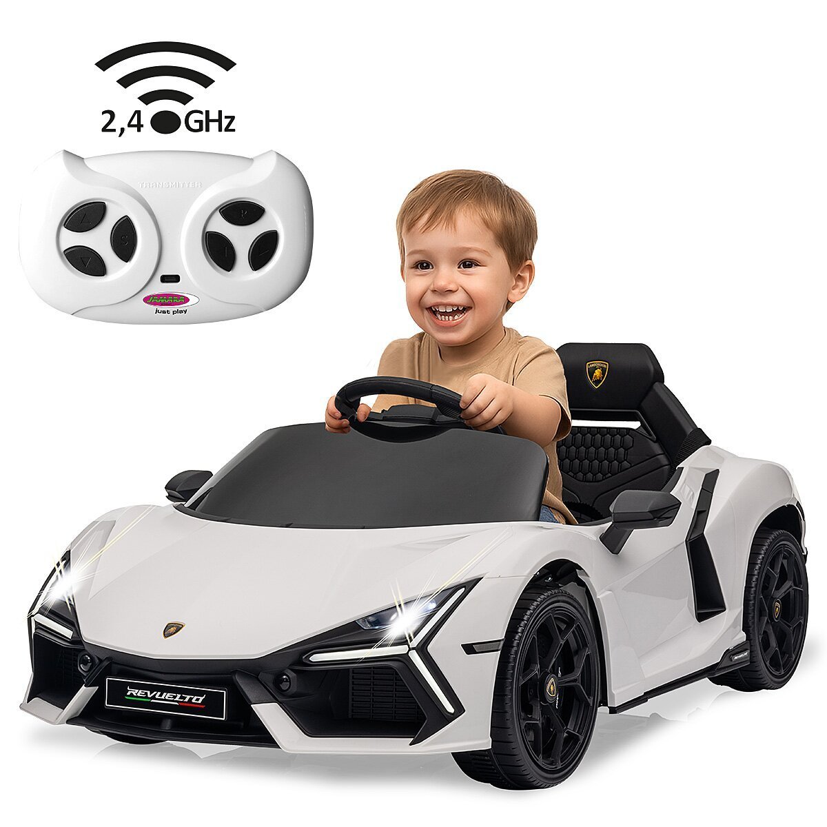 JAMARA Ride-on Lamborghini Revuelto weiß 2,4GHz Li-Power 12.6 ab 3 Jahren
