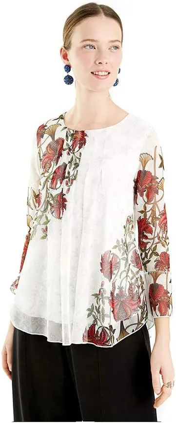 Desigual Damen Bluse „Sheila“ - Weiß mit Blumen 21SWTKDD1000 GR. XL Desigual Damen Bluse „Sheila“ - Weiß mit Blumen 21SWTKDD1000 GR. XL