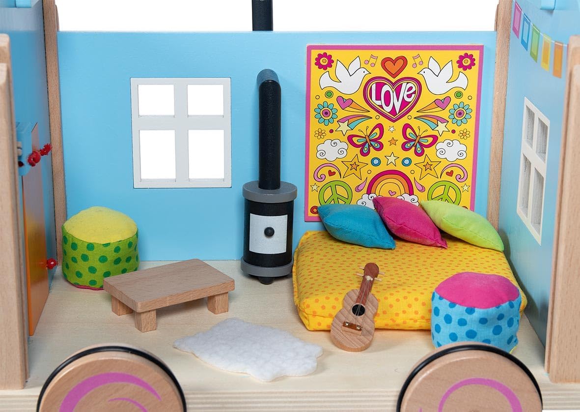 GOKI 51440 Wohnwagen Spirit - 12-teiliges Spielset aus Holz & Textil GOKI 51440 Wohnwagen Spirit - 12-teiliges Spielset aus Holz & Textil