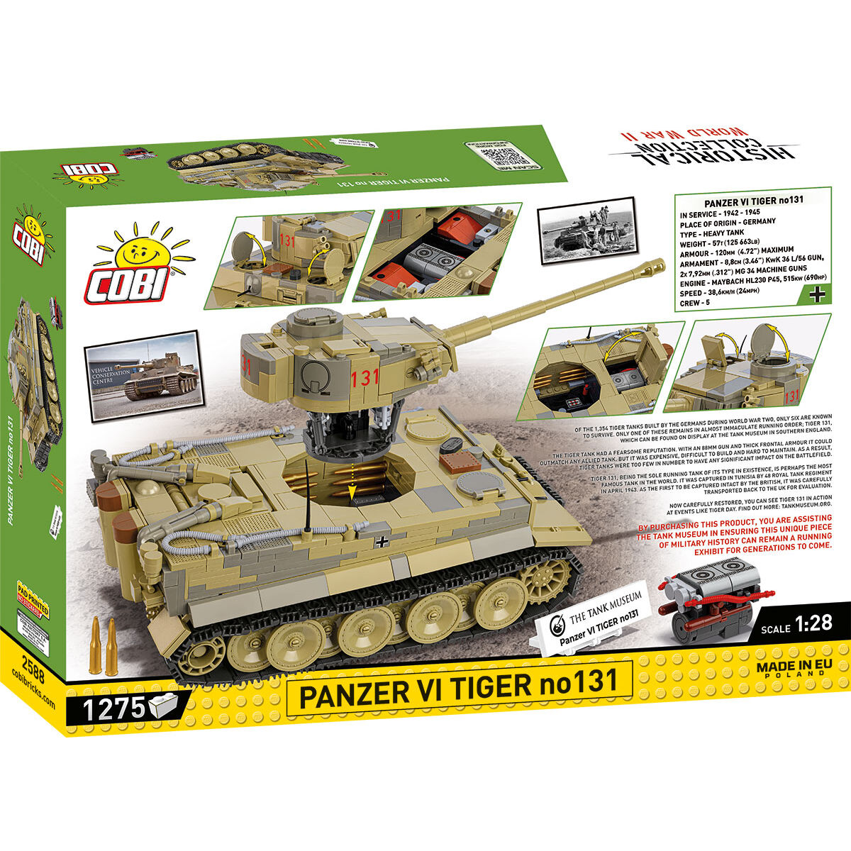 COBI 2588 - PANZER VI TIGER NO 131 SCALE 1:28 - Bild 2 COBI 2588 - PANZER VI TIGER NO 131 SCALE 1:28 - Bild 2