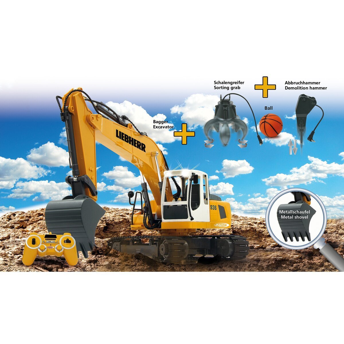 JAMARA Bagger Liebherr R936 1:20 2,4GHz Destruction-Set ab 6 Jahren JAMARA Bagger Liebherr R936 1:20 2,4GHz Destruction-Set ab 6 Jahren