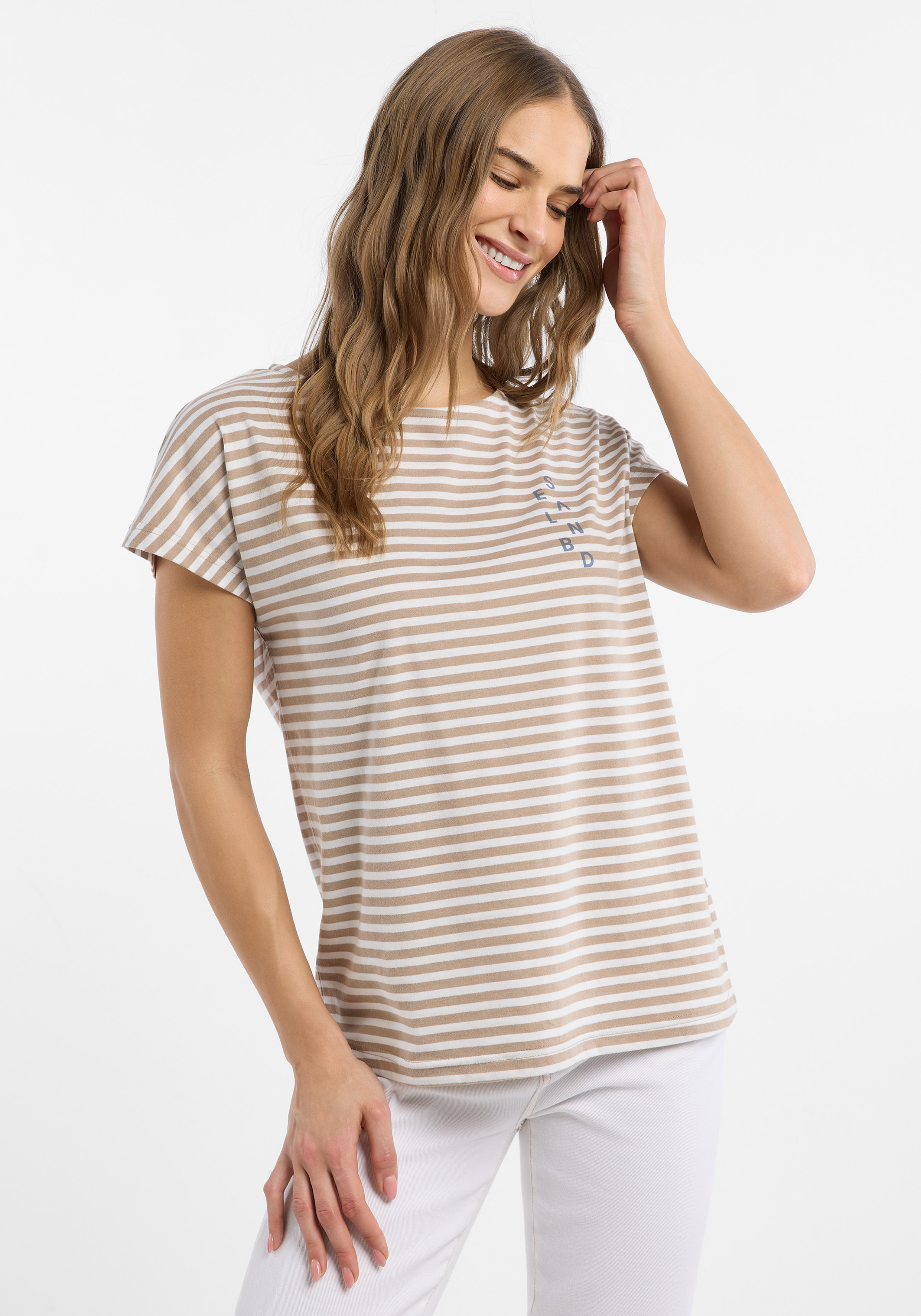 ELBSAND T-SHIRT, SELMA, BEIGE/WEIß von Elbsand bei Conquest. Artikel ELB 70691/0004.