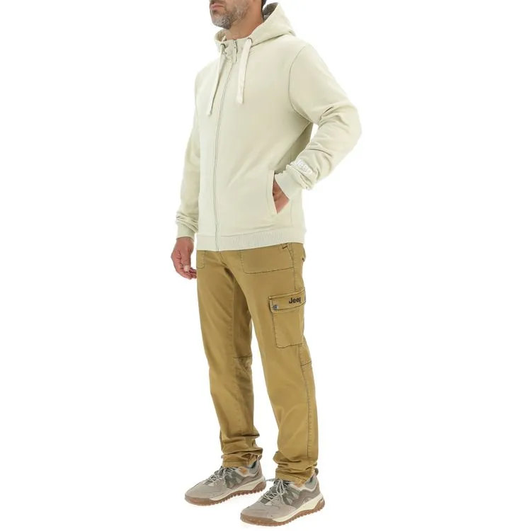 JEEP Herren Kapuzenjacke O103180WH - Weiße Sweatjacke mit Jeep-Star-Print und Reißverschluss GR. XXL JEEP Herren Kapuzenjacke O103180WH - Weiße Sweatjacke mit Jeep-Star-Print und Reißverschluss GR. XXL