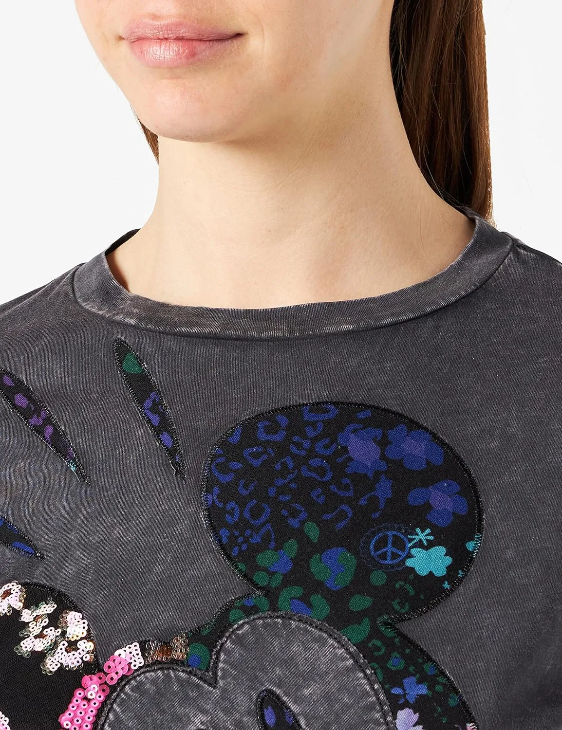 Desigual Damen T-Shirt „Mickey Camo“ - Schwarz 22SWTKAN GR. S