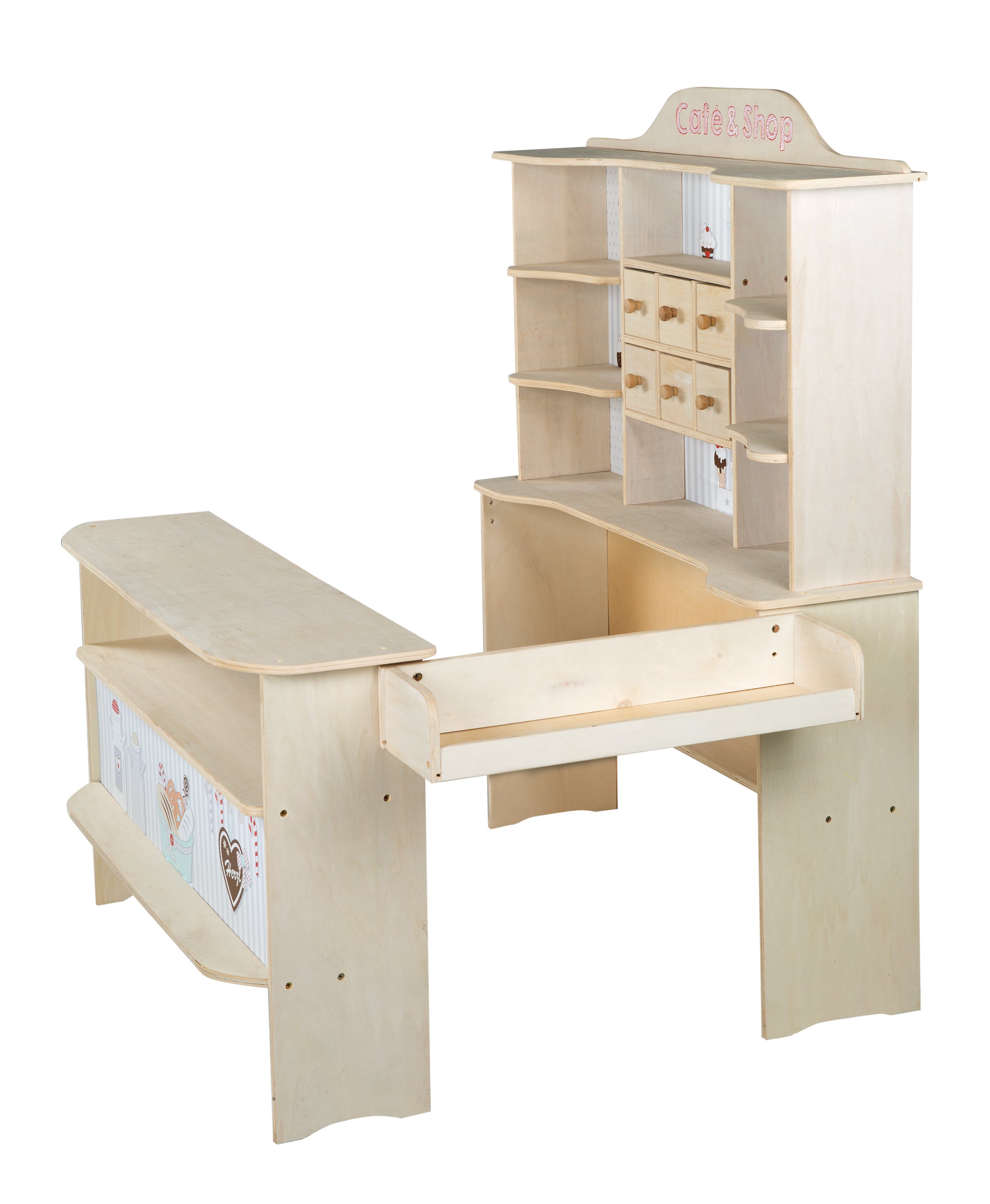 Roba 480020ZU Verkaufsstand mit Zubehör 9714 natur lackiert – Rollenspiel - Bild 2 Roba 480020ZU Verkaufsstand mit Zubehör 9714 natur lackiert – Rollenspiel - Produktbild 2