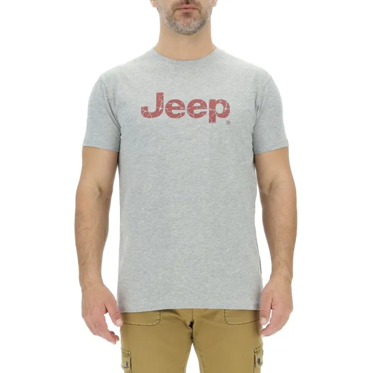 JEEP Herren T-Shirt O103354GR - Grau mit großem Logo-Print JEEP Herren T-Shirt O103354GR - Grau mit großem Logo-Print