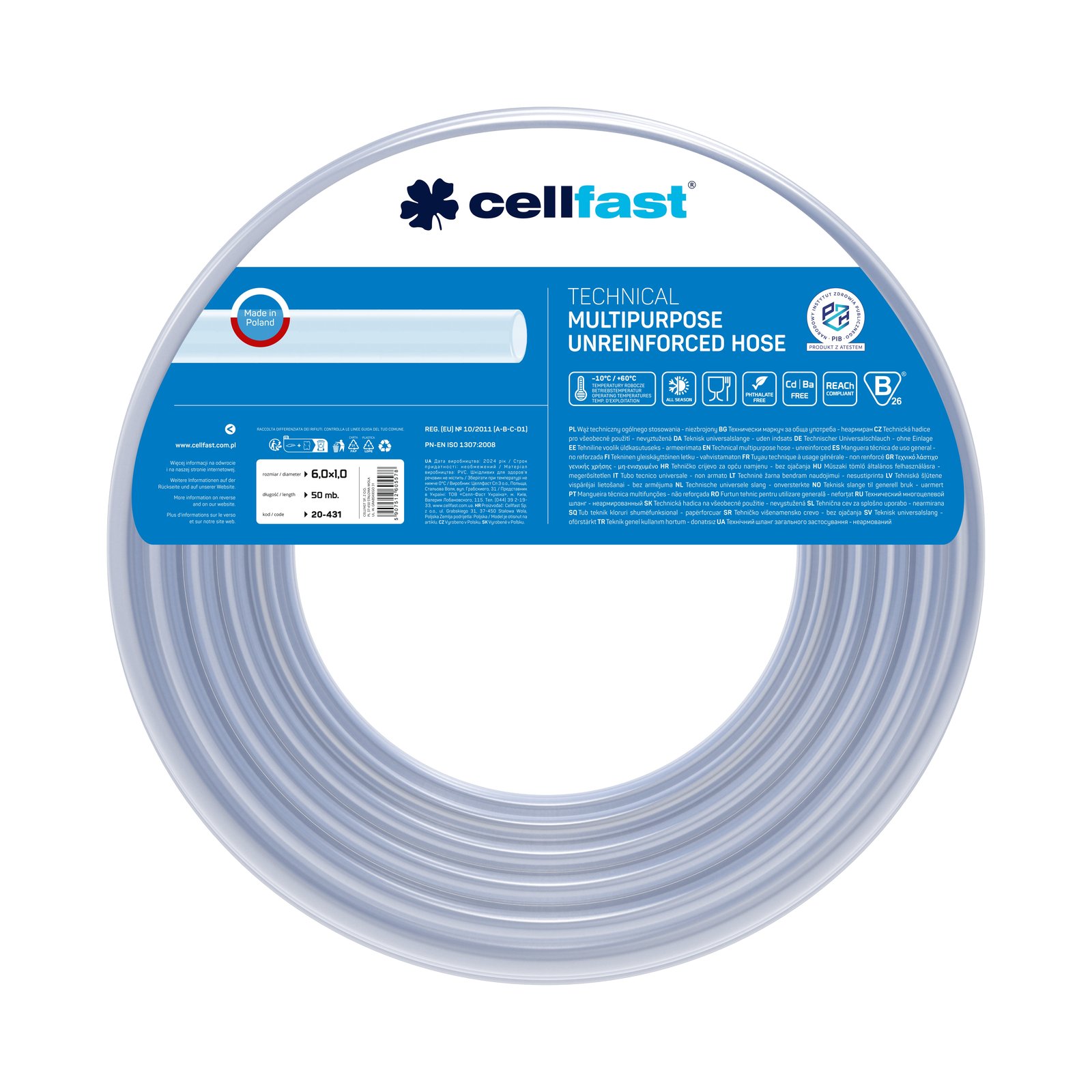 Cellfast Technischer Schlauch ohne Einlage 6,0 x 1,0 mm 50 m