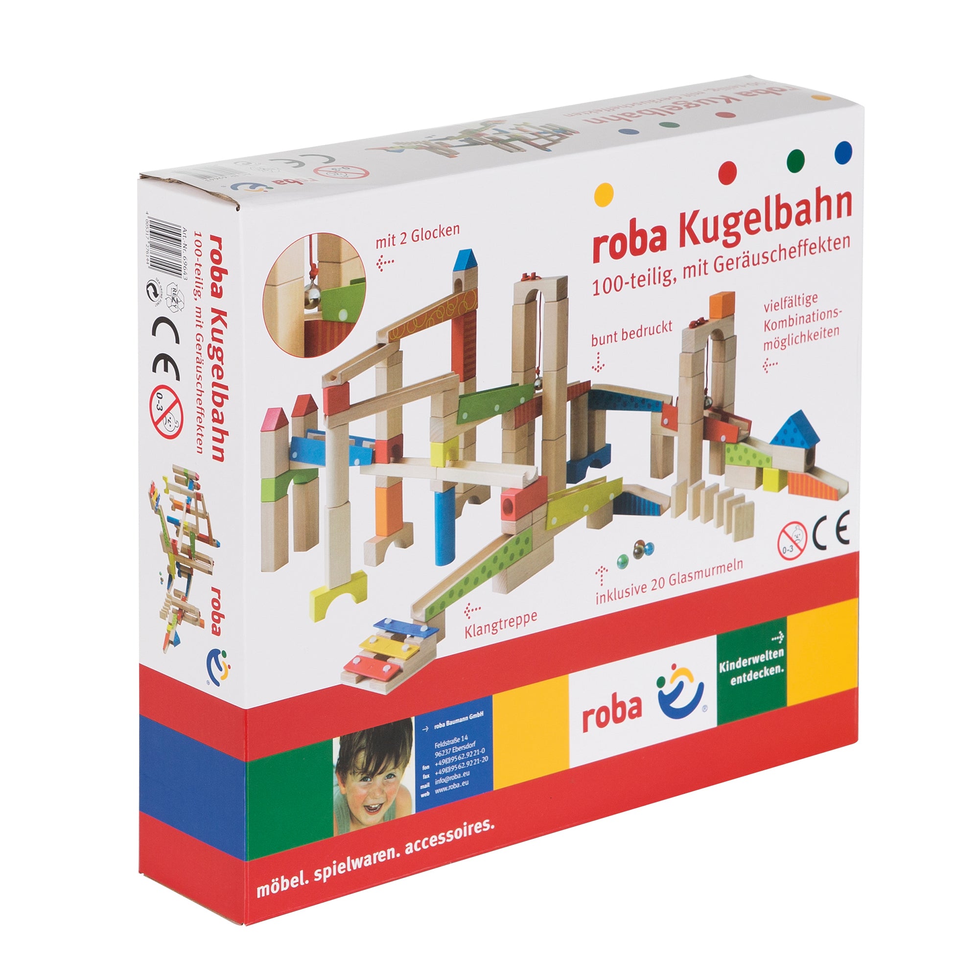 Roba 69643 Kugelbahn 100-teilig bunt – Motorik & Lernen - Bild 10 Roba 69643 Kugelbahn 100-teilig bunt – Motorik & Lernen - Produktbild 10