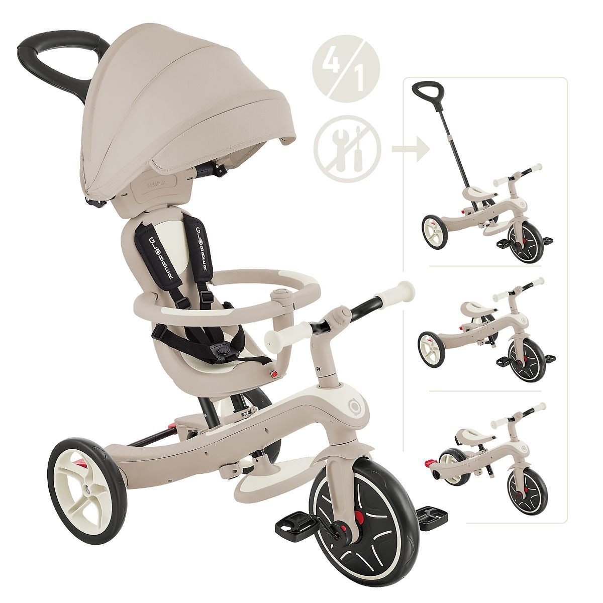 GLOBBER EXPLORER TRIKE 4in1 ECO kokos weiß - Globber Deutschland - GLOBBER 637-566 Produktfoto - Globber Deutschland - GLOBBER EXPLORER TRIKE 4in1 ECO kokos weiß - Modell GLOBBER 637-566