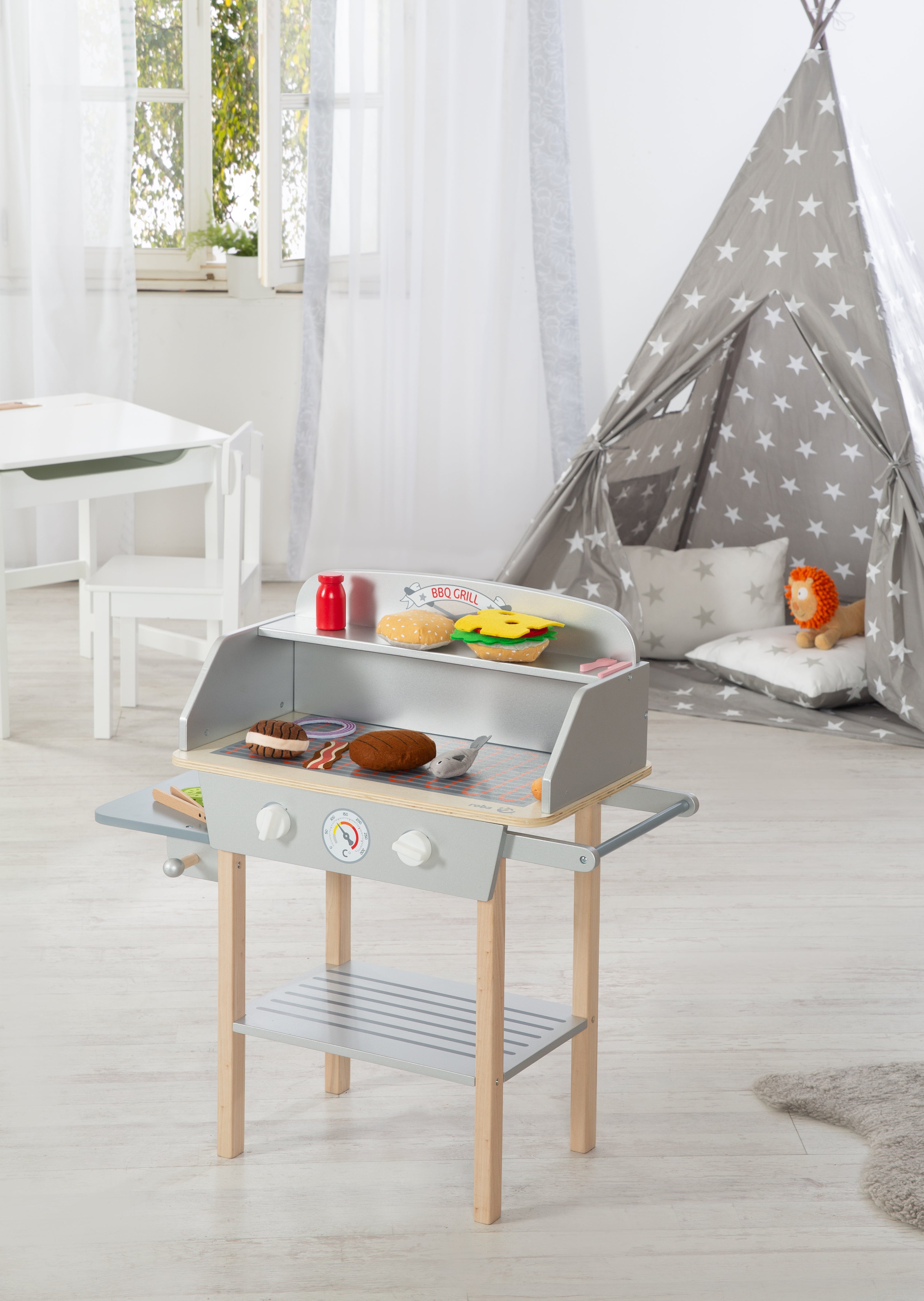 Roba 480212ZU BBQ Grill mit Zubehör grau-braun – Rollenspiel - Bild 9 Roba 480212ZU BBQ Grill mit Zubehör grau-braun – Rollenspiel - Produktbild 9