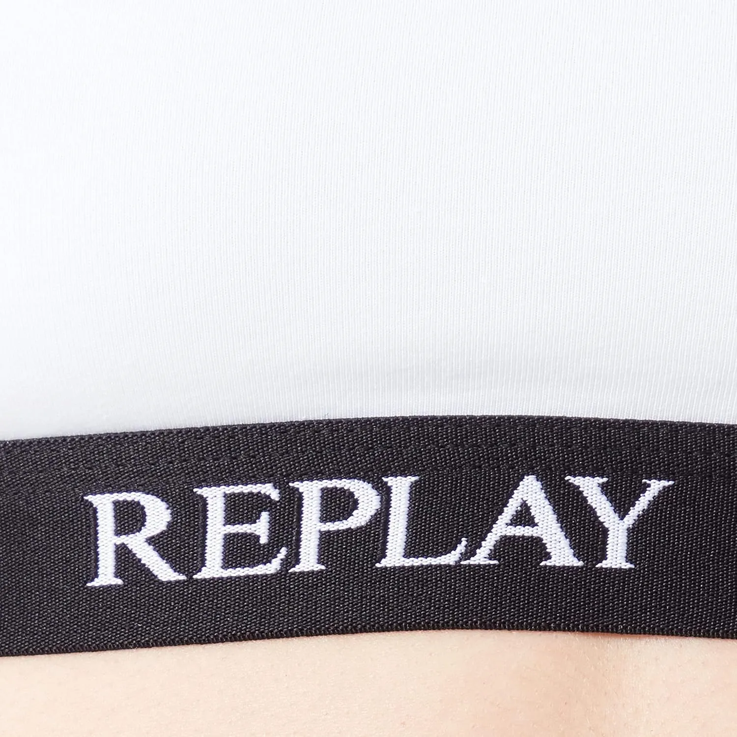 REPLAY Damen Bralette I101298WH - Weiß, Soft-BH mit Logo-Bund und verstellbaren Trägern GR. L