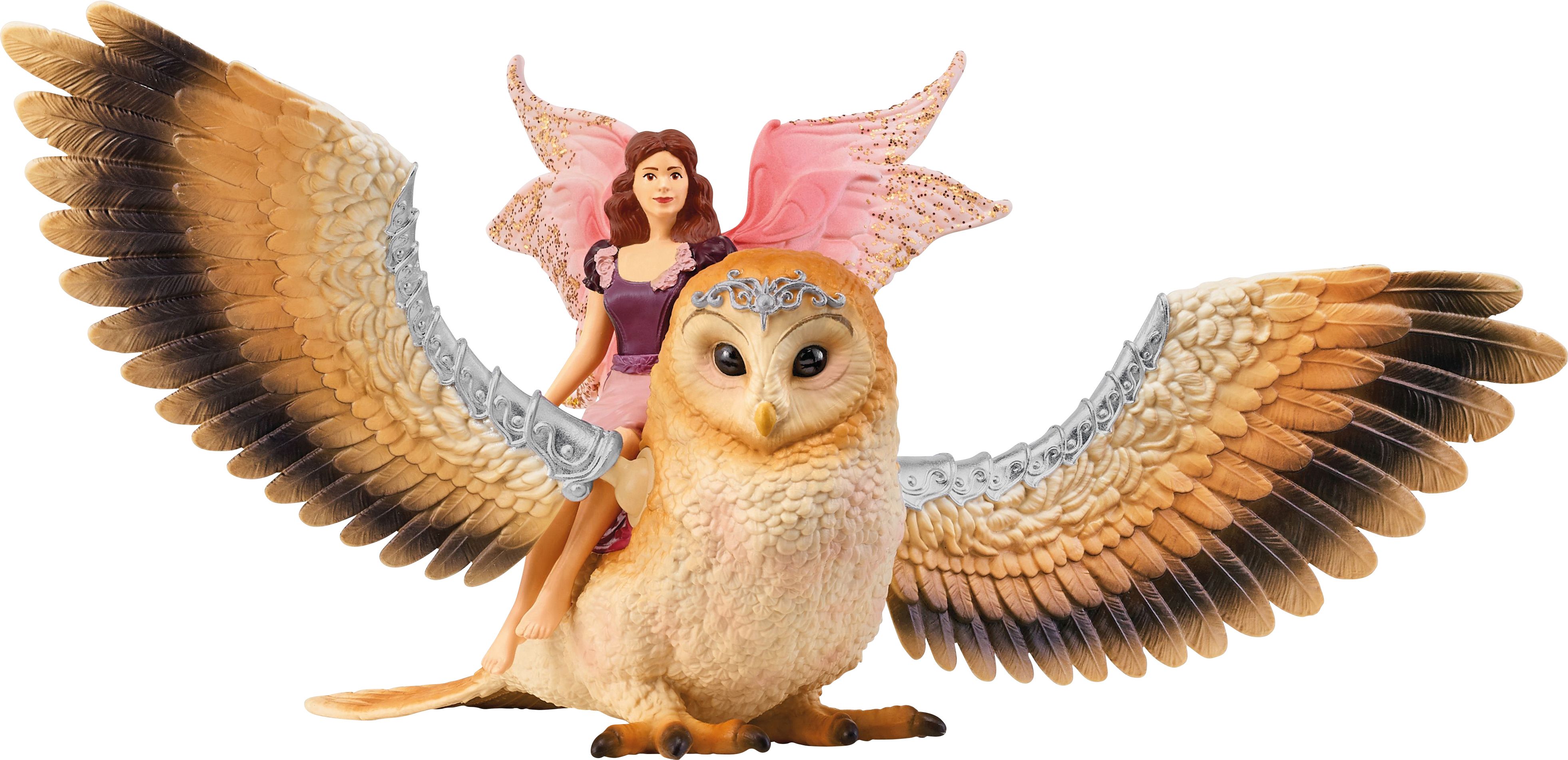 schleich bayala 70789 Elfe auf Glitzer-Eule Figur, Erwachsener, Weiblich, Person, Frau