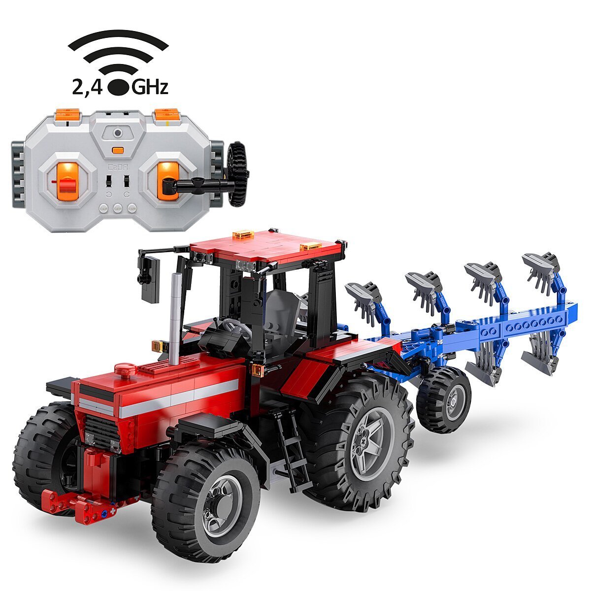 JAMARA CaDA Traktor mit Pflug 1:17 2,4GHz Bricks ab 14 Jahren