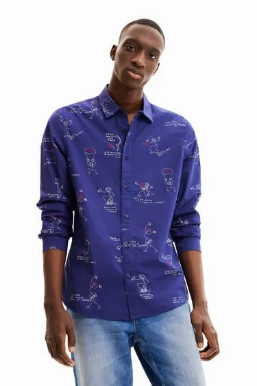 Desigual Herren Hemd - Blau, Bedruckt 22WMCW325158 GR. M Desigual Herren Hemd - Blau, Bedruckt 22WMCW325158 GR. M