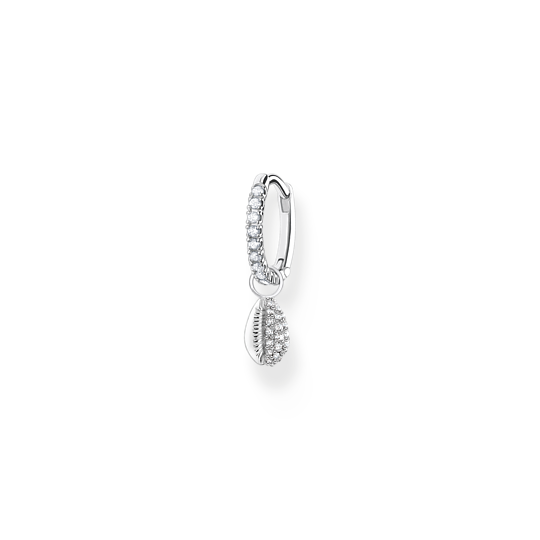 Thomas Sabo Ohrringe Einzel Creole Mit Weißen Steinen Und Muschel Silber