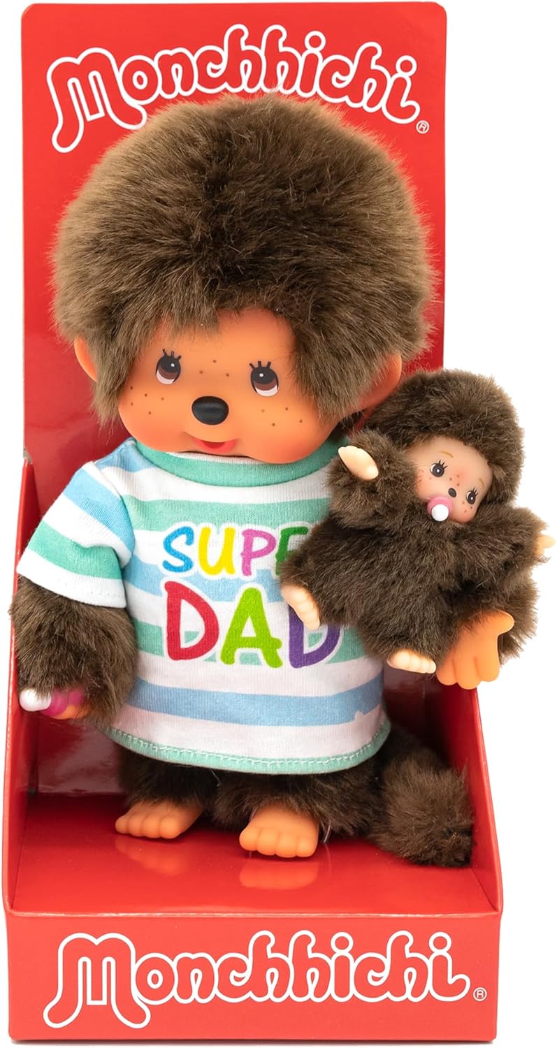 Monchhichi Super Dad mit Baby 20 cm Monchhichi, Super, Dad, mit, Baby, 20, cm, Verpackung, Zubehör, und, Details, sichtbar