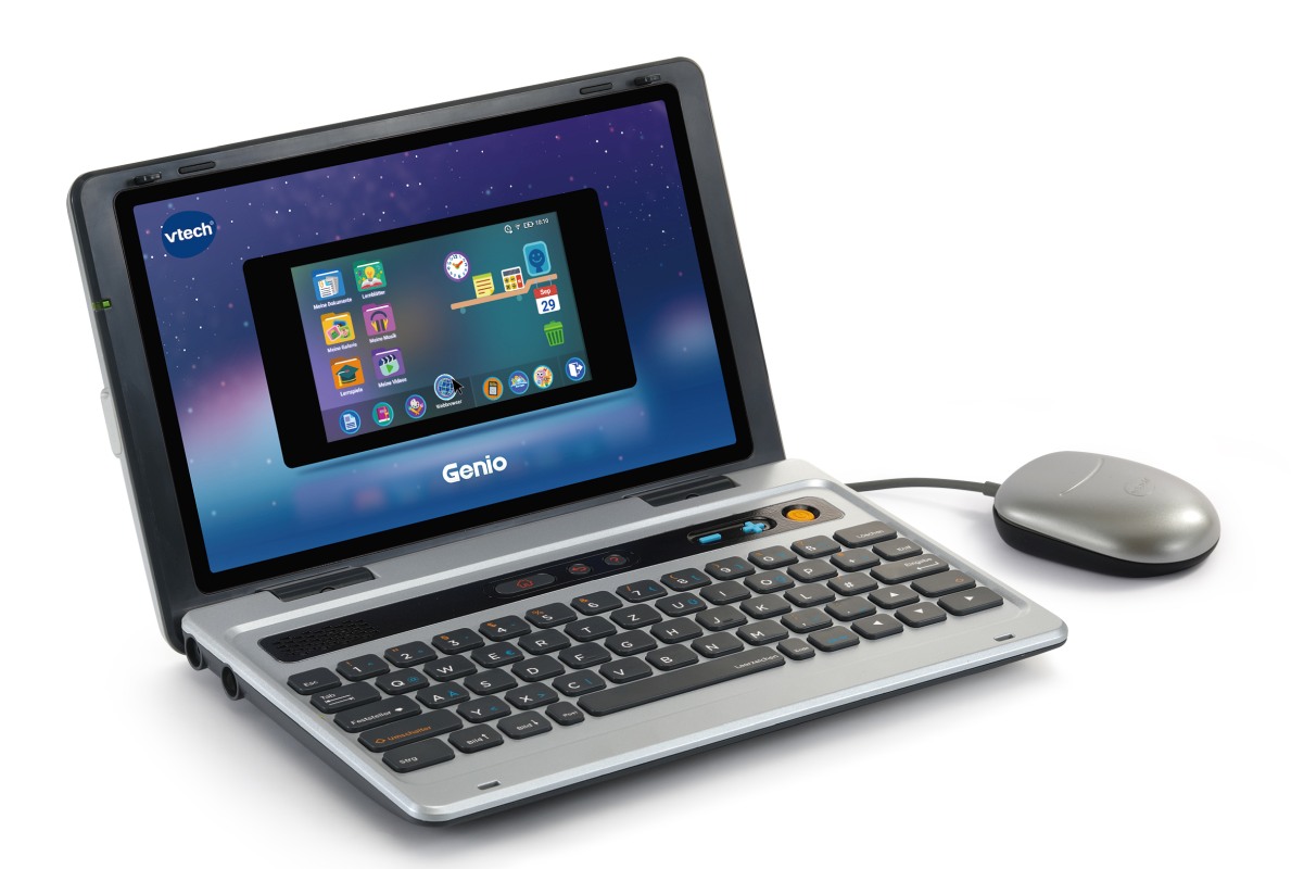 VTech Genio Lernlaptop 80-541004, Lerncomputer ab 5 Jahren VTech Genio Lernlaptop in Silber, robuster Kunststoff, 5'' Bildschirm, QWERTZ-Tastatur, 40 Lern-Apps, WLAN, microSD-Slot, Elternbrowser, ab 5 Jahren, Computer, Elektronik, Laptop, PC, Computerausrüstung