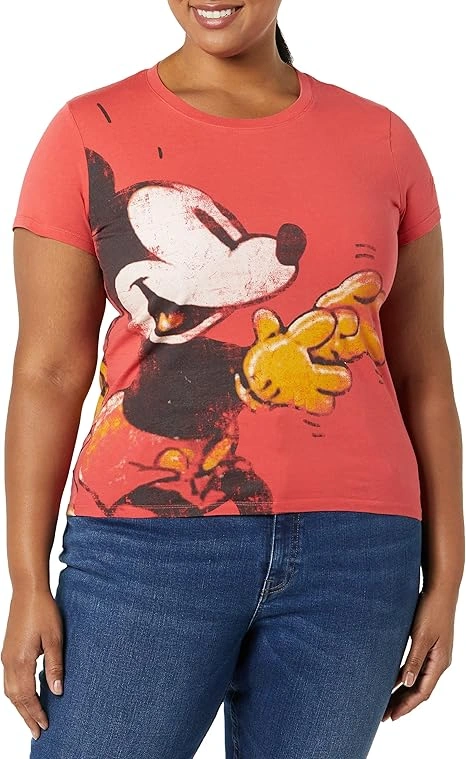 Desigual Damen T-Shirt - Rotes T-Shirt mit Mickey-Mouse-Print 22WWTK803000 GR. M