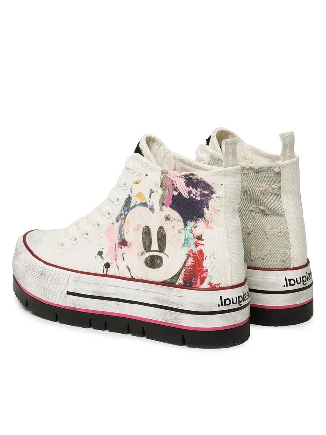 Desigual Damen Sneaker - Weiße Plateau-Schuhe mit Mickey-Motiv 23SSKA461000 GR. 41