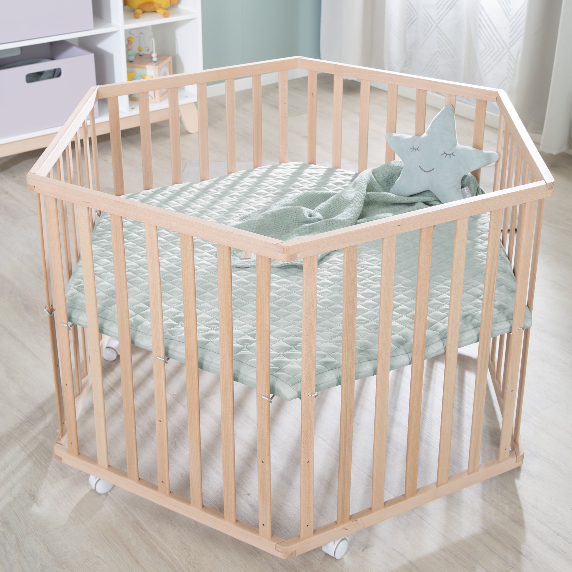 Roba 0232NAV241 Laufgitter 6-eckig roba Style grün Bio Buche natur - Produktbild 2