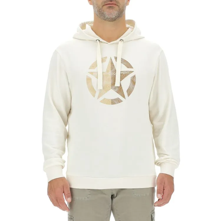 JEEP Herren Hoodie O103279WH - Weiß mit großem Stern-Print JEEP Herren Hoodie O103279WH - Weiß mit großem Stern-Print