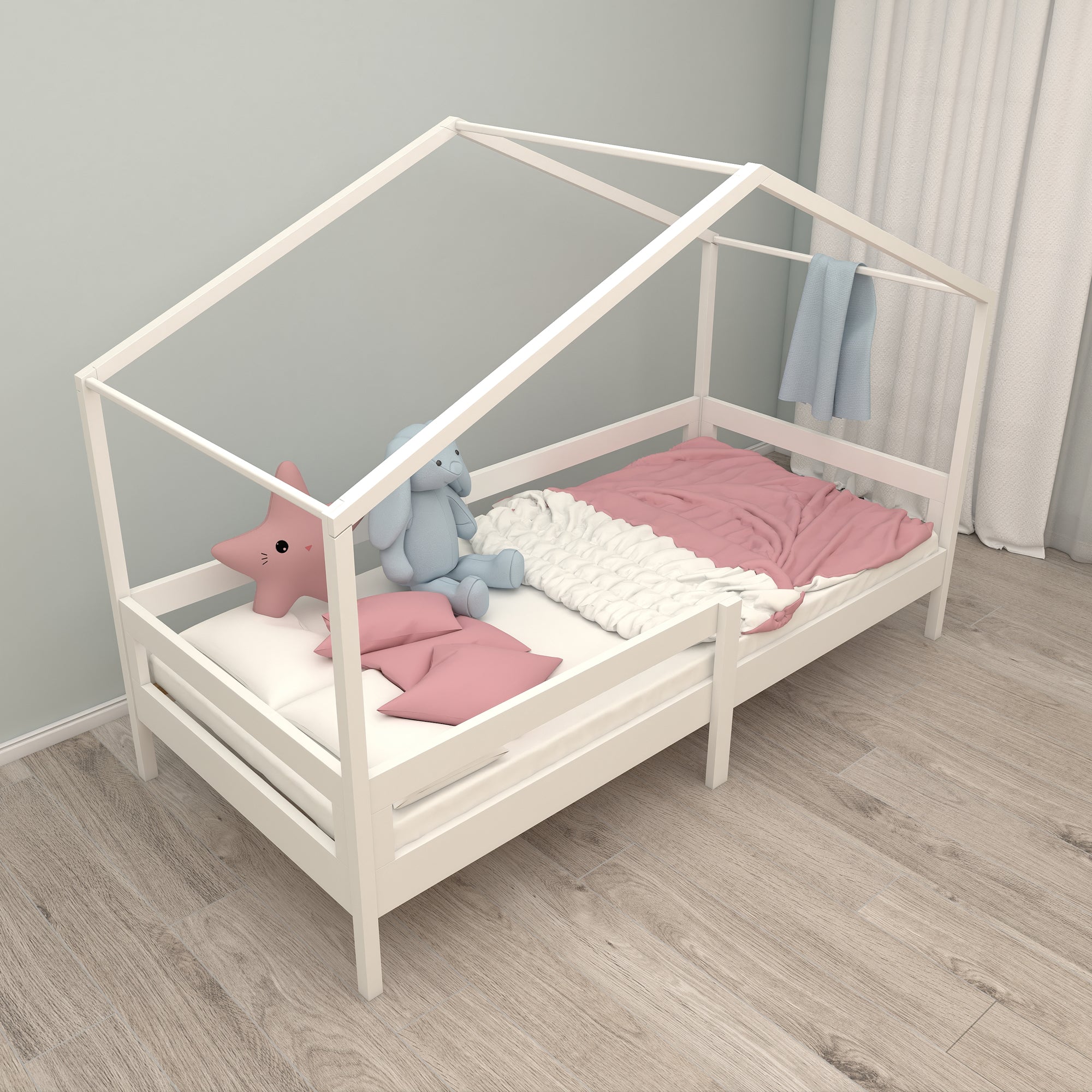 Roba 207013WE Set Hausbett mit Lattenrost weiß – Hausbetten - Produktbild 6