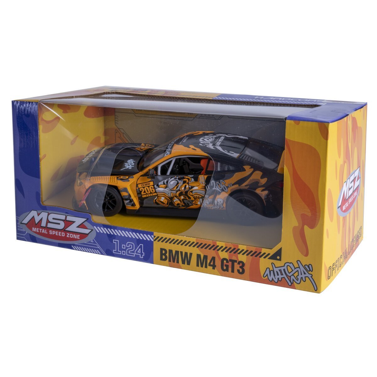 JAMARA BMW M4 GT3 Diecast 1:24 gelb inkl. Knopfzellen ab 3 Jahren