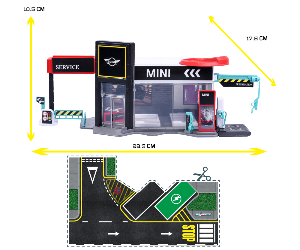 Majorette Mini Showroom Set + 1 Vehicle