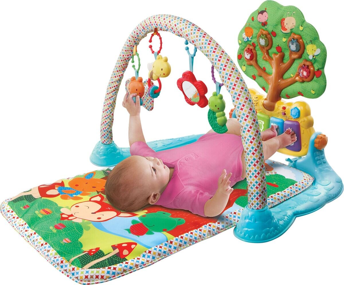VTech Musik-Spieldecke mit Spielbogen, abnehmbaren Tieren, Klaviertasten, 6 gesungenen Liedern, 20 Melodien, kindersicherem Batteriefach und Abschaltautomatik, ab 0 Monaten,