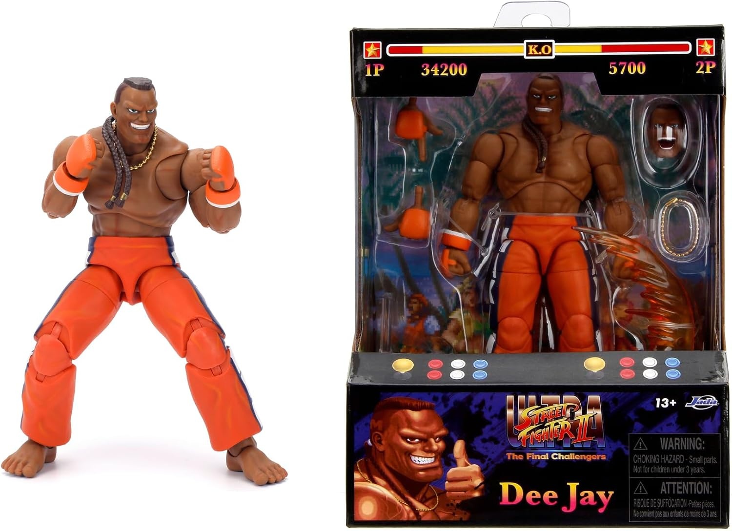 Jada 253252034 Street Fighter II Dee Jay Actionfigur 6" 15 cm Jada, 253252034, Street, Fighter, II, Dee, Jay, Actionfigur, 6", 15, cm, Person, Gesicht, Kopf