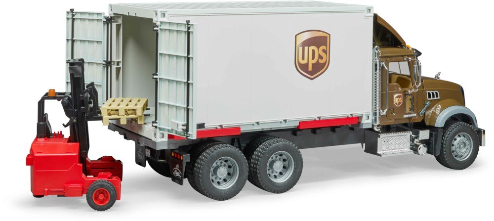 BRUDER 02828 - MACK Granite UPS Logistik-LKW mit Mitnahmestapler lkw, Fahrzeug, Maschine, Rad, Anhänger, LKW