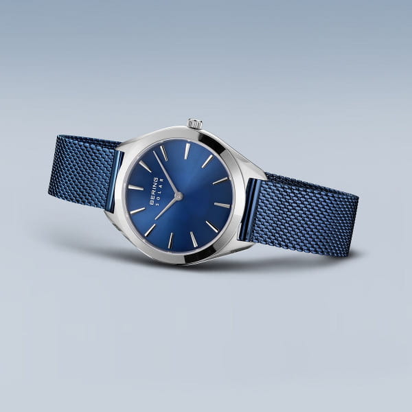 Bering 17331-307 Damenuhr, Milanaise/Solar, Blau