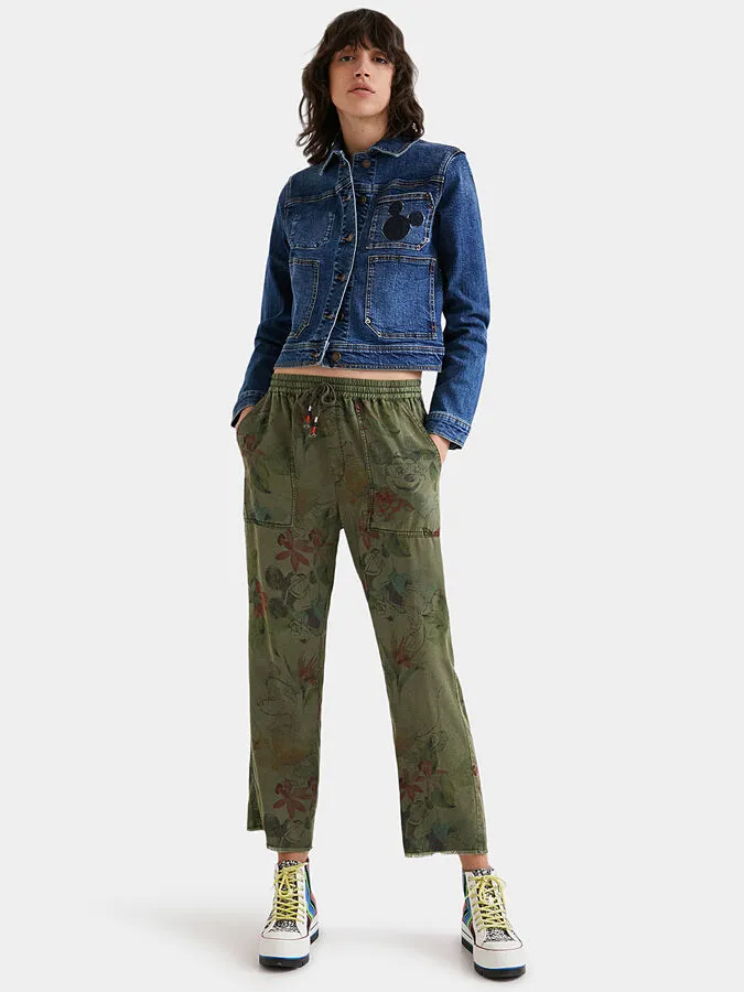 Desigual Damen Hose „Mickey Floral“ - Khaki 22SWPW23 GR. XL Desigual Damen Hose „Mickey Floral“ - Khaki 22SWPW23 GR. XL