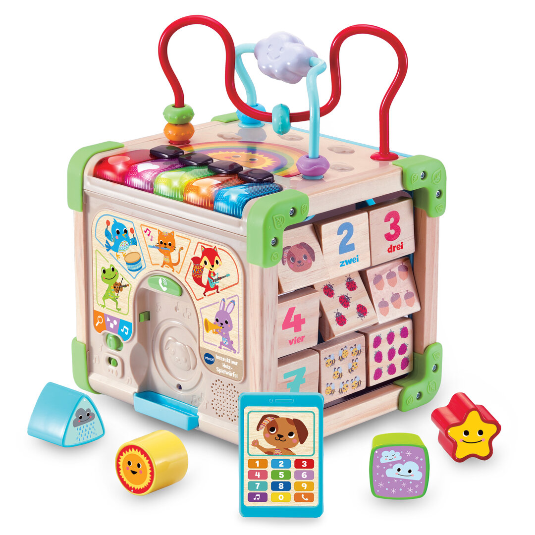 VTech Interaktiver Holz-Spielwürfel (80-617104) Spielzeug