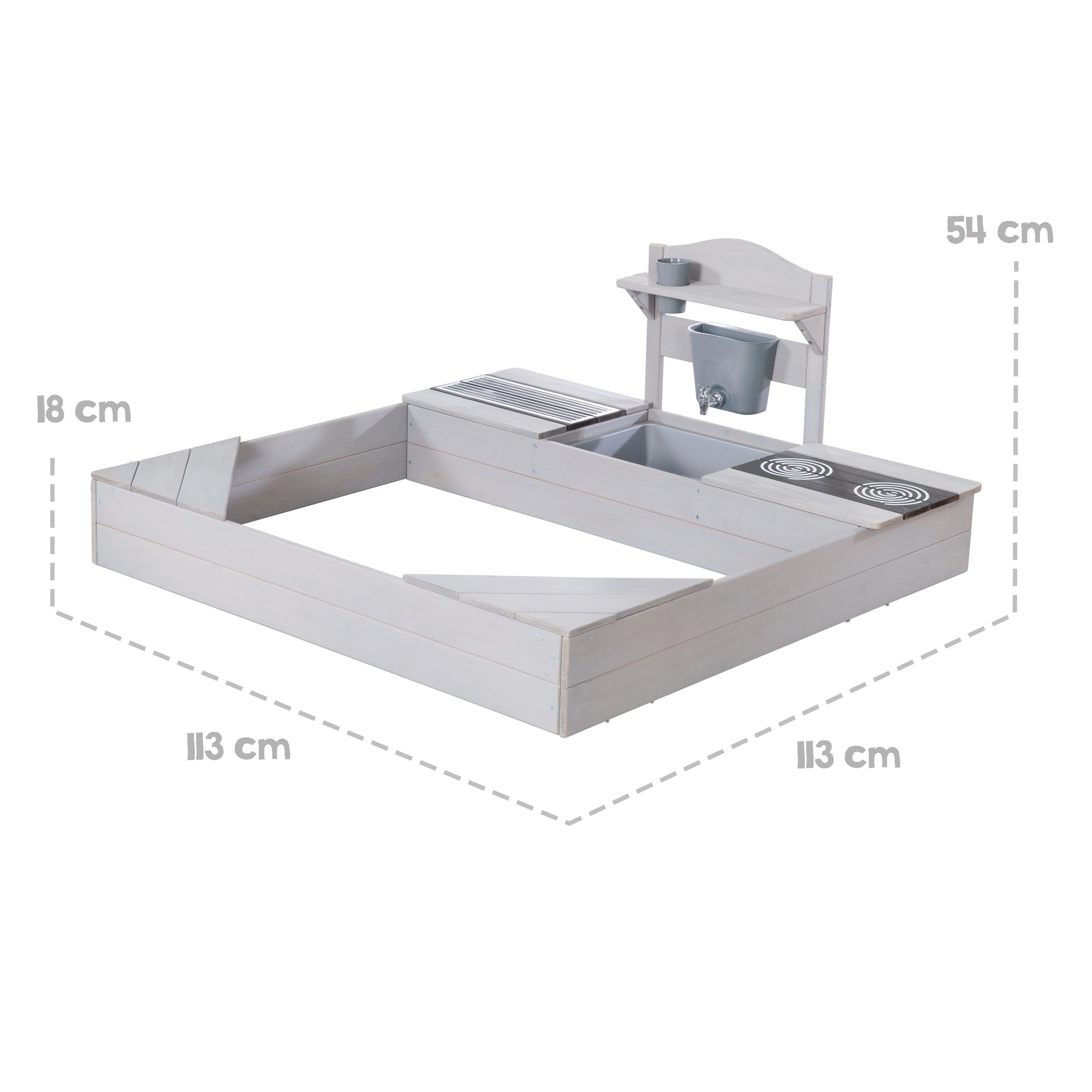 Roba 456061GAZU Sandkasten mit Matschküche + Plane grau – Outdoor + - Produktbild 9