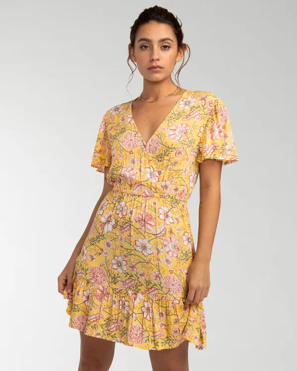 Billabong, Kleid, Damen, Gelb, Blumen