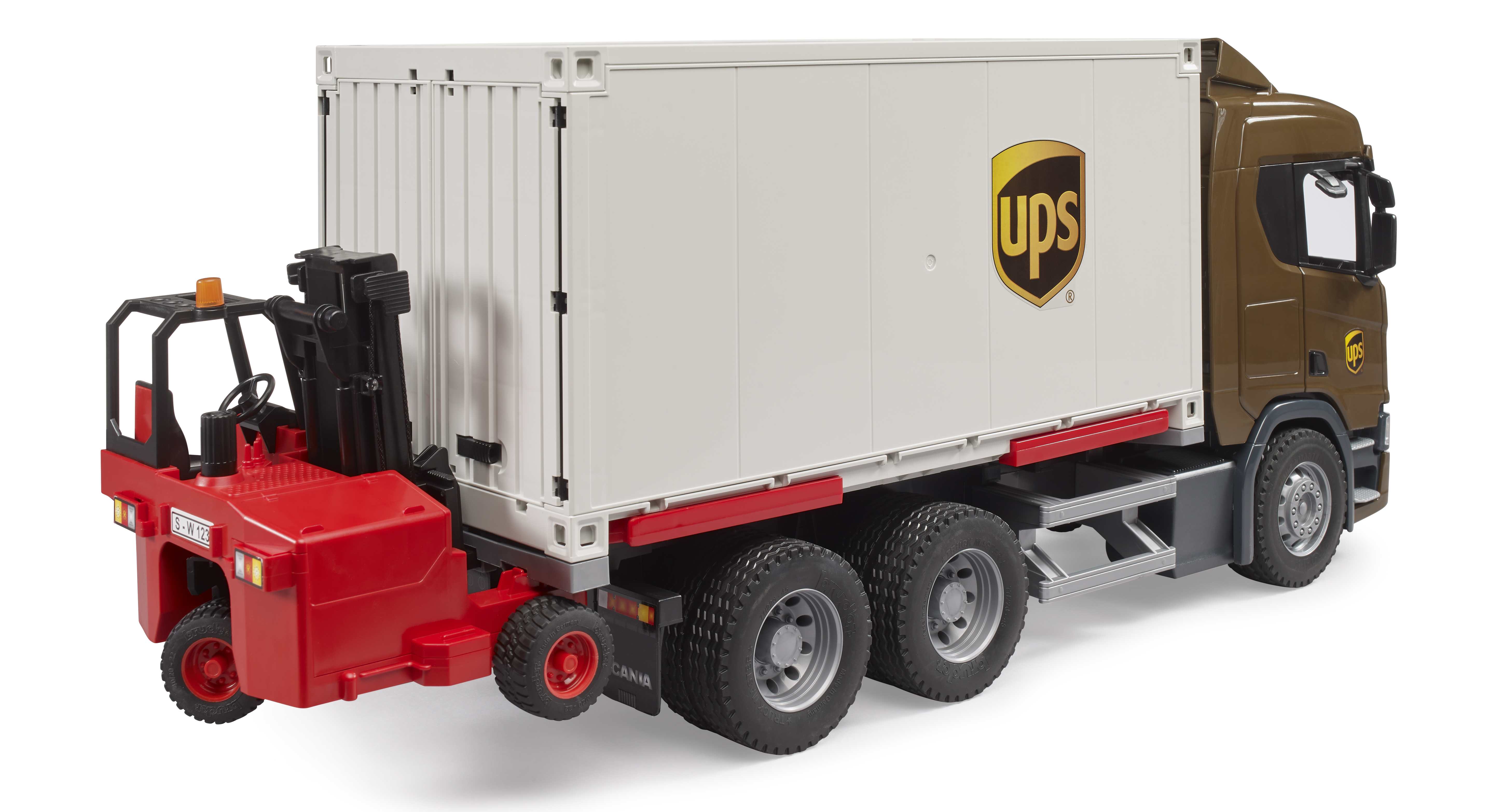 BRUDER 03582 - Scania Super 560R UPS Logistik-LKW mit Mitnahmestapler - Bild 2 BRUDER 03582 - Scania Super 560R UPS Logistik-LKW mit Mitnahmestapler - Bild 2